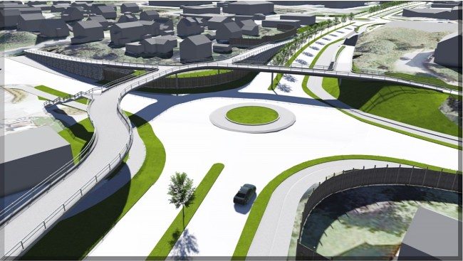 Karmsundgata - Rabatter skal skille sykkel- og bilveien fra hverandre. - Foto: Statens vegvesen