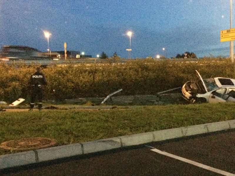 Ulykke ved Kiwi i Spannavegen. FOTO: Tone Merete Bjelland